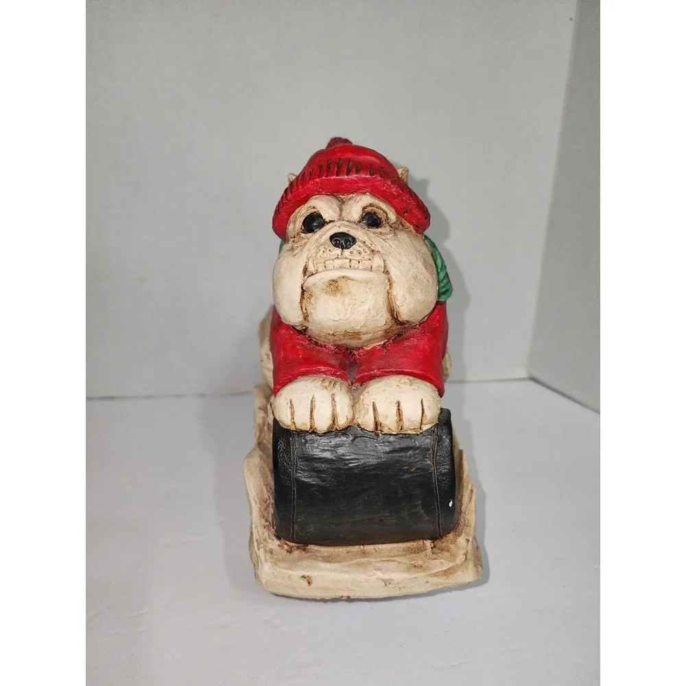 Telle M. Stein Bulldog Sleighing Statue from 2004 The Stone Bunny puppy‎ dog